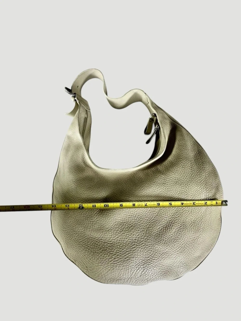 Donald J. Pliner White Leather Pebbled Hobo Shoulder Bag - Picture 7 of 13